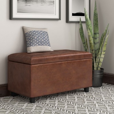 CAVINAS Faux Leather Storage Ottoman Bench with Tufted Diamond Detail,Modern Storage Ottoman,Storage Benches for Living Room,Bedroom