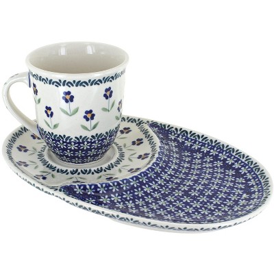 Blue Rose Polish Pottery P006 Manufaktura Breakfast Plate & Breakfast Mug Set