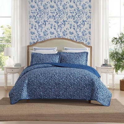Laura Ashley Elaina Quilt Bedding Set Blue