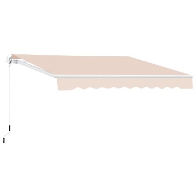 Manual Retractable Awning 118"x96" - Heavy Duty Aluminum Frame & 280g Waterproof Polyester Fabric for Patio, Deck, Porch