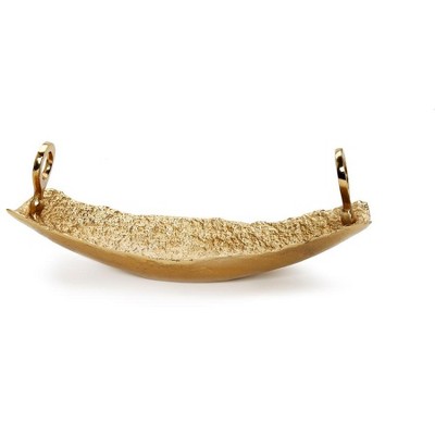 Classic Touch Gold Boat Shaped Dish Hammered Finish