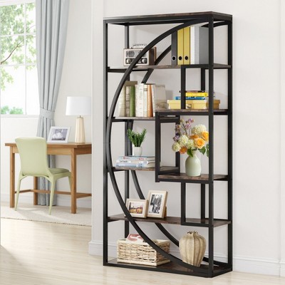 MAYEERTY 7-Tier Corner Bookshelf, Industrial Corner Etagere Bookcase