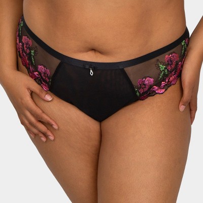Curvy Couture Embroidered Strappy Back Brief
