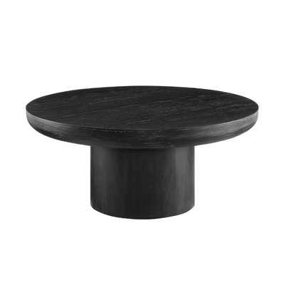 Dexmalle Wood Veneer Tabletop Round Coffee Table with Cylindrical Leg