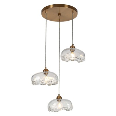 LNC Ranunculus Gold Modern Luxury Glass Chandelier/Island Light,17.7in/22in/44.5in