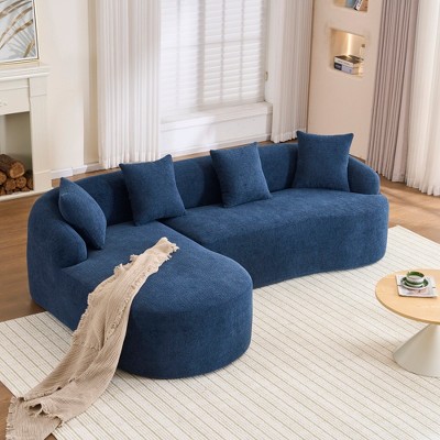 98.8'' Chenille Compression Modular L-Shaped Sectional Sofa with Curved Chaise, High-Density Sponge and 4 Accent Pillows