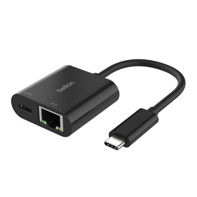 Belkin USB-C to Ethernet Adapter with 100W Power Delivery: RJ-45, Male-To-Female Connection