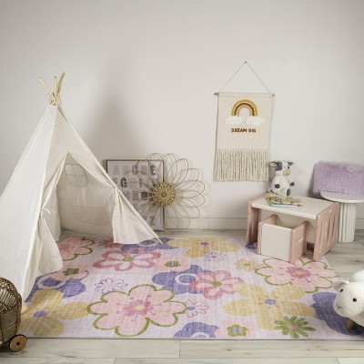 Rug Branch Kids Soft Steps Playtime Fun Floral Soft Indoor Area Rug