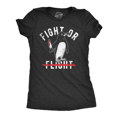 Womens Fight Or Flight T Shirt Funny Killer Penguin Funny Flying Joke Tee for Ladies - Crazy Dog Women's T Shirt for Animal Lovers