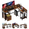GustoWave 67" L-Shaped Computer Desk with File Drawer,Corner Office Desk, Includes Monitor Shelf, Printer Storage, and Mobile CPU Stand, Gaming Table - 4 of 4