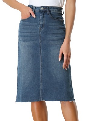 INSPIRE CHIC Women's Casual High Waist Back Slit Short Denim Skirts