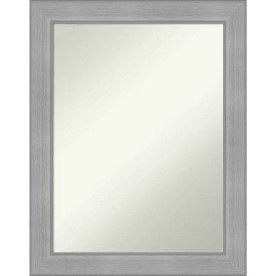 22" x 28" Non-Beveled Vista Brushed Nickel Bathroom Wall Mirror - Amanti Art: Rectangle, Polystyrene Frame, Includes Mounting Hardware