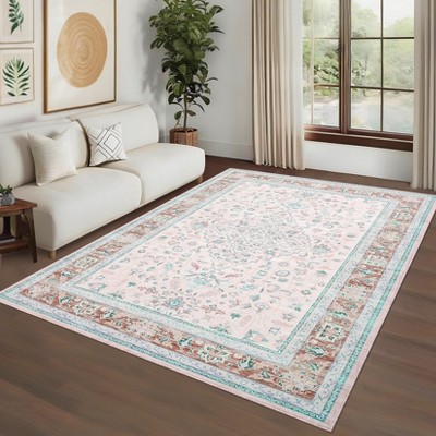 Washable Indoor Vintage Carpet For Living Room Bedroom Decor Retro Low Pile Non Slip Area Rugs Soft Thin Rug Farmhouse Office