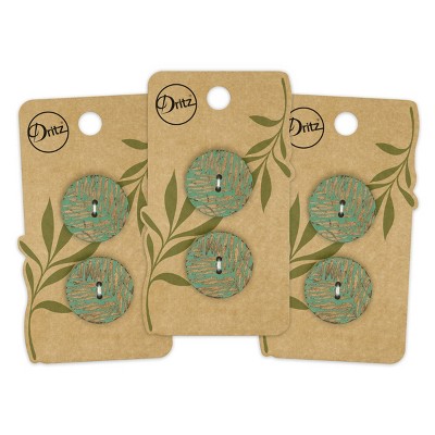 Dritz 23mm Sustainable Coconut Round Buttons Dark Green: Sew On Sewing Fasteners, 6 Pieces, Art & Stationery