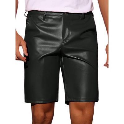 Lars Amadeus Men's Hip Hop Party Disco Faux Leather Shorts