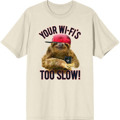 Playful Sloth - Your Wi-Fi's Too Slow! Adult Crew Neck Short Sleeve Tee