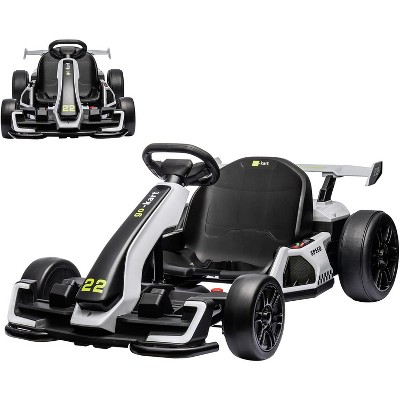 24V Electric Go Kart for Kids, with 2 * 150W Motors, Adjustable Seat, 8mph Speed, Led Lights, for Children Ages 6-15