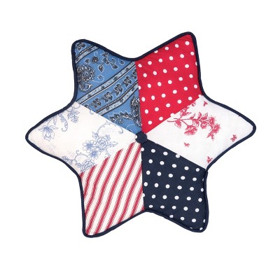 Gallerie II Patriotic Star Shaped Patchwork Pattern Accent Throw Pillow, 18" x 18"