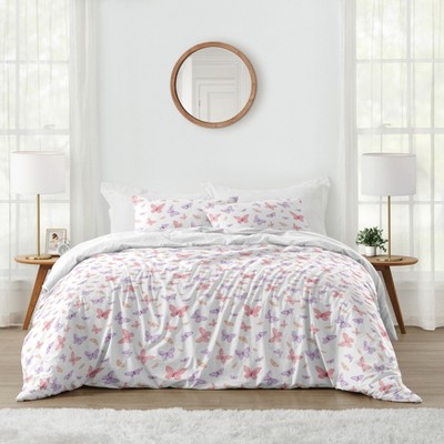Sweet Jojo Designs Girl Full/Queen Comforter Bedding Set Butterfly Blush Pink and Purple 3pc