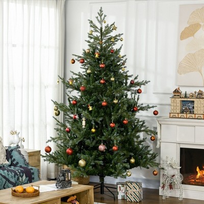 Whisen 7.5FT Artificial Christmas Tree with 1288 Branches, Auto Open, Steel Base, Wide Shape