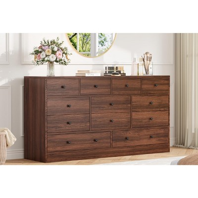 Garvee 12 Drawer Dresser for Bedroom, Wooden Storage Chest with Power Outlet, Organizer Cabinet for Closet, Living Room