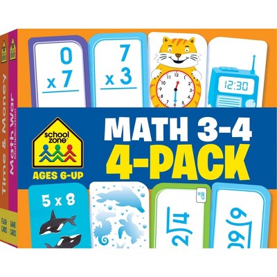 School Zone Math 3-4 Flash Cards 4-Pack