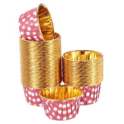 Unique Bargains Round-Grid Greaseproof Single-sided Aluminum Foil Cupcake Liners 100 Pcs