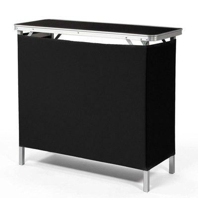 Karl Home Patio Black Portable Folding Bar Table with Shelf