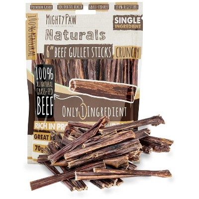 Mighty Paw Beef Gullet Sticks | 6 Rawhide-Free Chews for All Breeds, 30 Pk