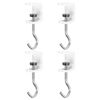 Unique Bargains Steel Adjustable Hanging Bag Desk Mount Utility Cat Claws J Hooks 4 Pcs