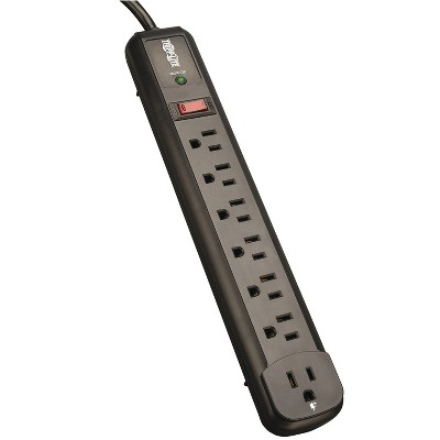 Tripp Lite 7-AC Outlet, Protect It!® Surge Protector Power Strip, 4-Ft. Cord with Straight Plug, TLP74RB in Black
