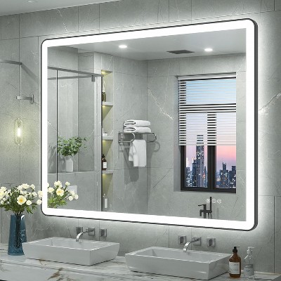 Apmir Super Bright Independent Controlled Front & Back LED Lighted Anti-Fog Aluminum Alloy Framed Tempered Glass Bathroom Mirror with  3-Year Warranty