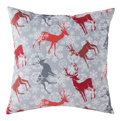 18"x18" Reindeer Holiday Square Throw Pillow – Kensington Garden: Festive Cotton Decor, Polyester Fill
