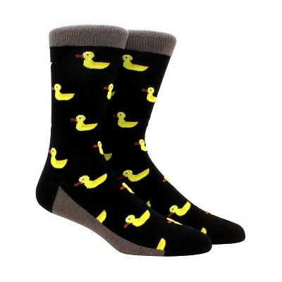 Yellow Duck Pattern Socks (Men's Sizes, Adult Large) from the Sock Panda