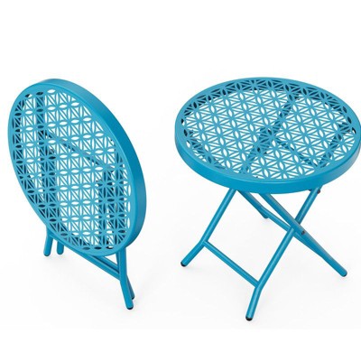 Karl Home |17.7 in. Black Round Patio Folding Side Table