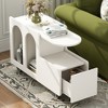 Mobile End Table with lockable wheels, Cream Style Side Table with Storage Drawer, 11.8inch Narrow Nightstand with Multi-layer Storage - 2 of 4