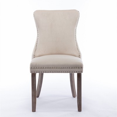 XINGHANZHENXUAN Set of 2 Velvet Wingback Dining Chairs, Nailhead Trim & Solid Wood Legs, 280lb Capacity