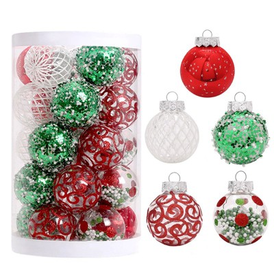 Garvee 25 Pcs Christmas Tree Ornament Balls, 2.4" Clear Shatterproof Christmas Decoration Balls