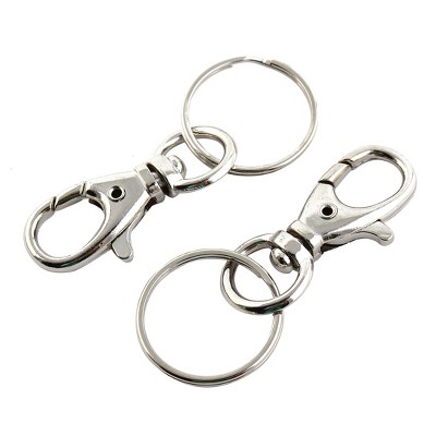 Unique Bargains Household Metal Trigger Lobster Clasp Key Chain Keyring Silver Tone 2 Pcs