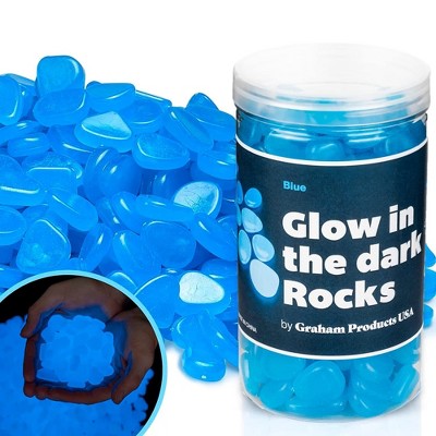 Graham Products Products 190 Pieces Glow in the Dark Rocks | Indoor & Outdoor Use - Garden, Fish Tank Pebbles - Blue