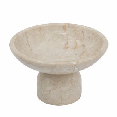Dexmalle Round Marble Pedestal Fruit Bowl, Cream