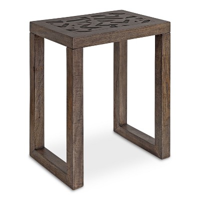 Kate and Laurel Elyria Rectangle Wood Side Table, 20x14x26, Engraved Gray