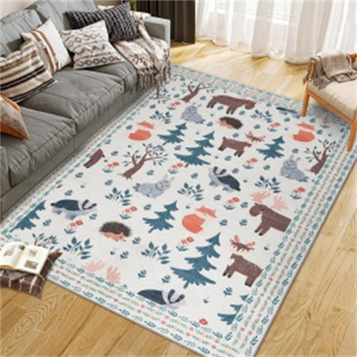Fulvari Washable Area Rug Large Cream Colorful Boho Rugs Vintage Bedroom Rug Ultra-Thin Traditional Floral Carpet