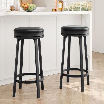 360° Swivel Backless Bar Stools with Footrest for Kitchen Island,Set of 4