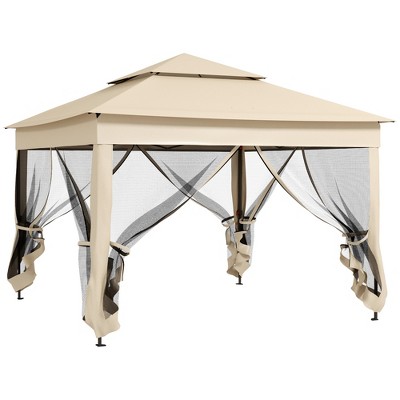 Outsunny 11' x 11' Pop Up Gazebo Outdoor Canopy Shelter with 2-Tier Soft Top, and Removable Zipper Netting, Event Tent with Large Shade