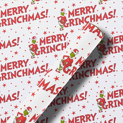 American Greetings 25 sq ft Grinch White Kraft Gift Wrap