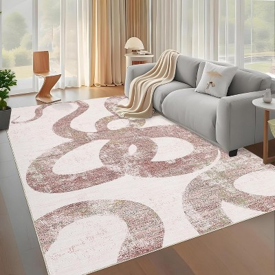 Washable Area Rug, Non-Slip, Low Pile, Ultra Thin, Abstract Snake Print for Living Room, Bedroom, Dining Room, Office.
