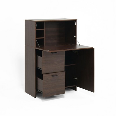Lirago Fold-Up Desk Cabinet with Storage Drawer and Shelves-Multi-Functional Space Saver for Home or Office 31.49"Lx13.78"Wx47.2"H