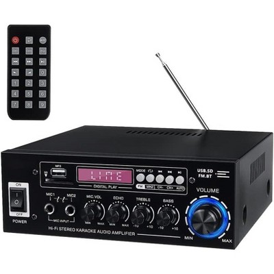 GOTGELIF 2-Channel 2000W 5.0 Bluetooth 2-Mic Input Home Stereo Amplifier Receiver