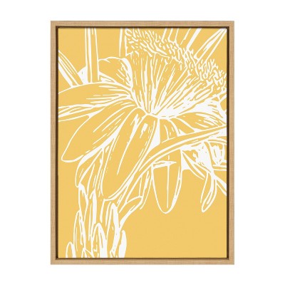 18" x 24" Sylvie Flower in Yellow Framed Wall Canvas by Apricot and Birch - Kate & Laurel All Things Decor